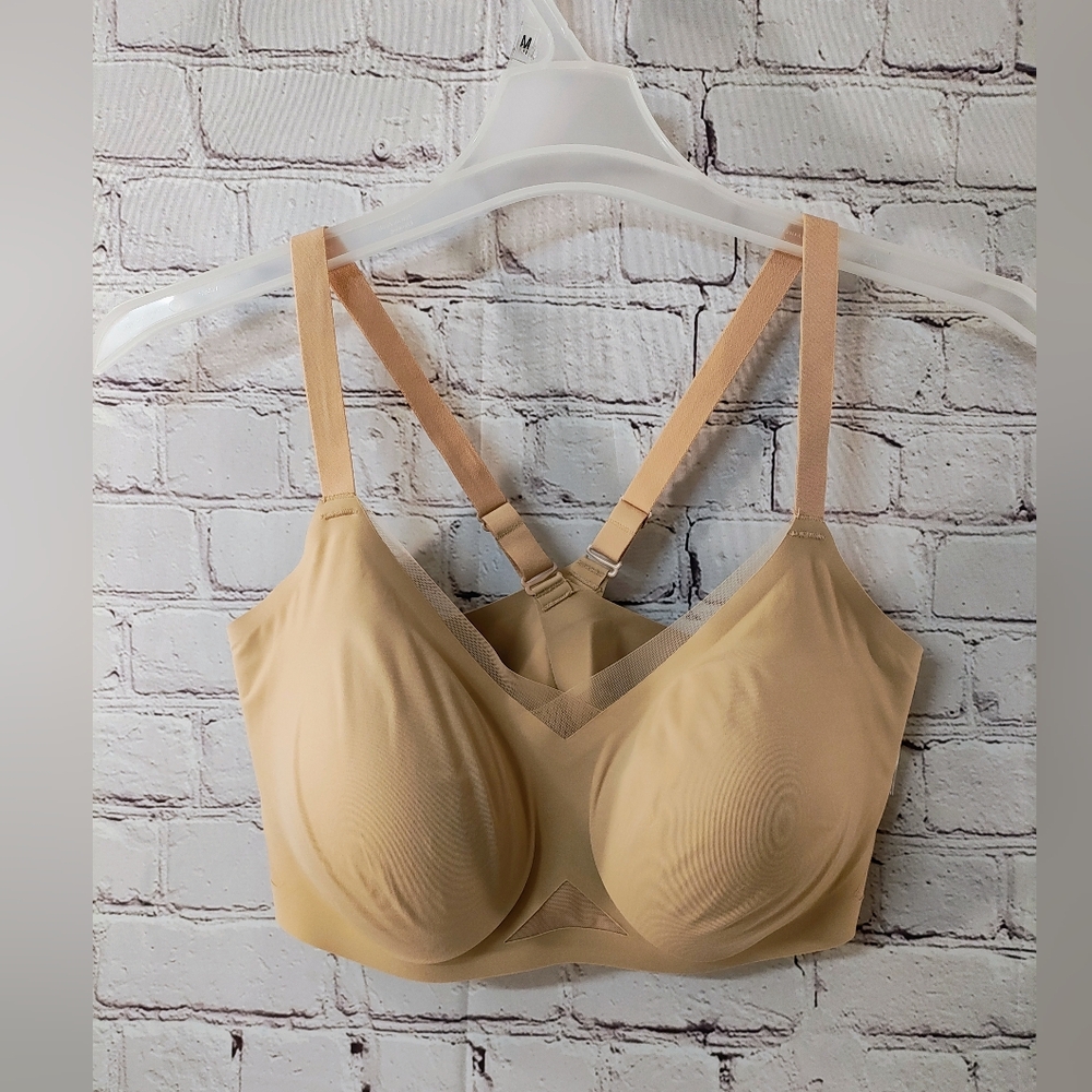 Honeylove Runway Crossover Seamless Mesh Wirefree 2X Bra Beige